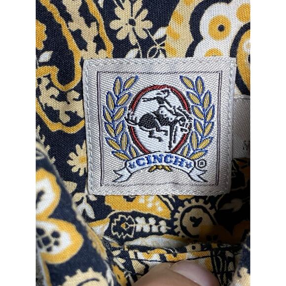 Cinch Snap Down Long Sleeve Collar Shirt Yellow Kids Large - Picture 3 of 7